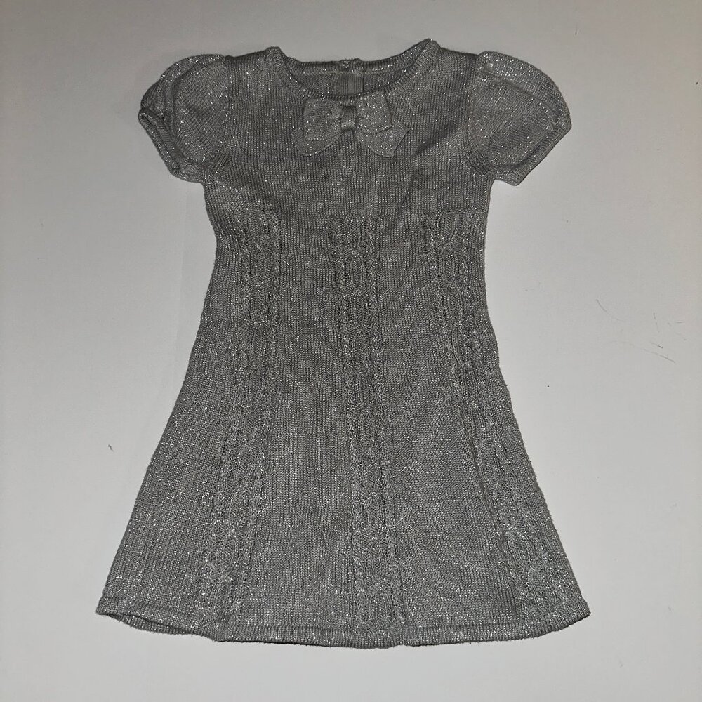 Gymboree Little Girls Gray Grey Short Sleeve Sparkle Sweater Dress 18-24 Months